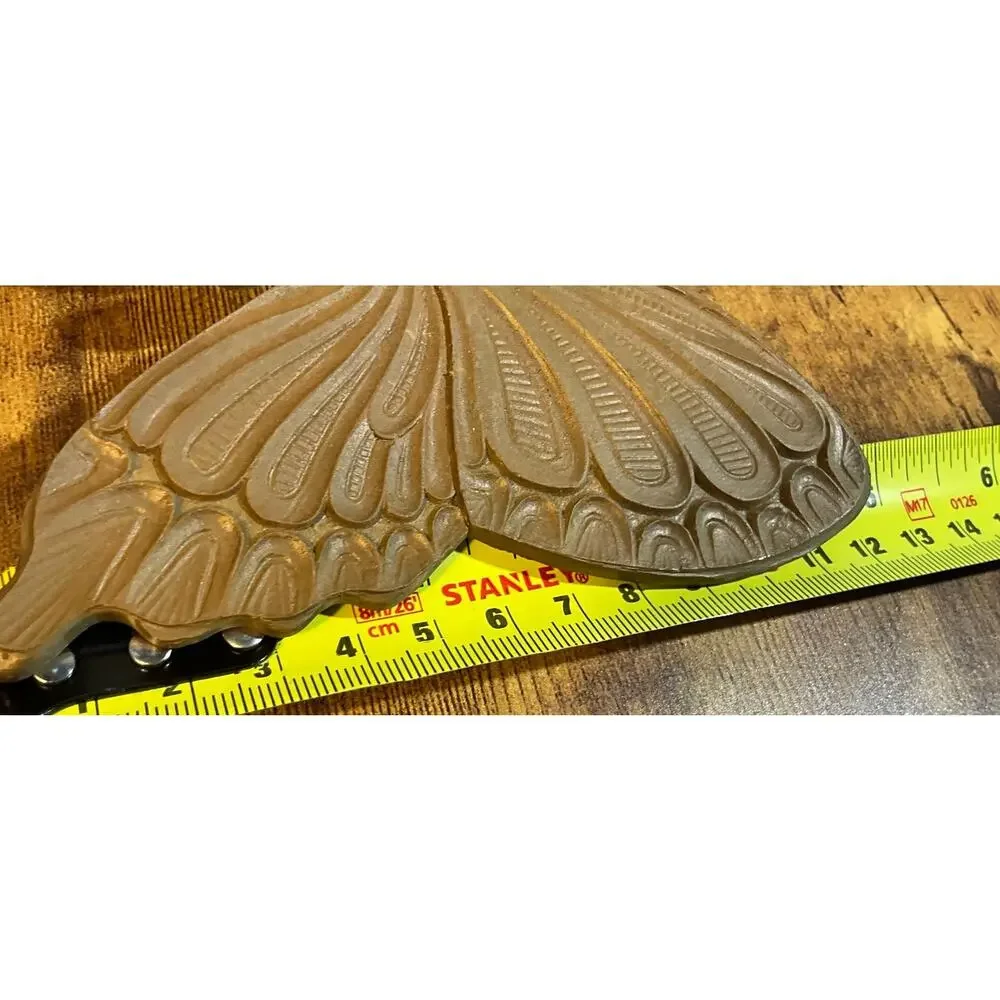 Vintage Retro Set of 2 MCM Butterflies Wall Decor Hanging Plastic B7291Gold Tone